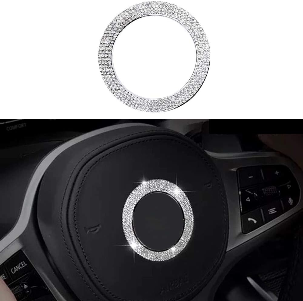 flyfox 3d bling fashion girly Car Steering Wheel Decorative Diamond rhinestones Sticker Accessories for bmw, Bling Emblem Logo Badge for Women (for bmw)