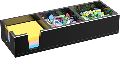 Soporte de notas adhesivas de acrílico, soporte para bloc de notas autoadhesivo, con blocs de notas, dispensador de notas, organizador de escritorio