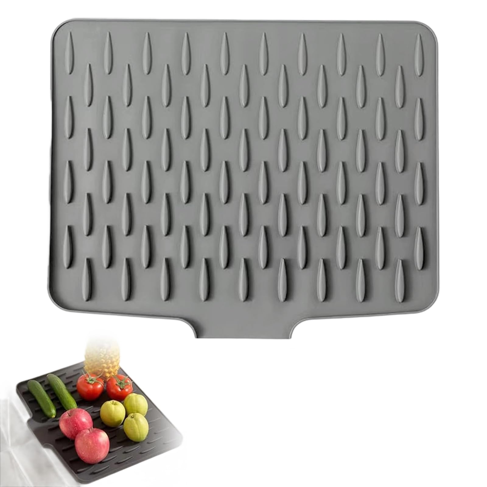Silicone Draining Mat, 40×32.5cm Heat Resistant Sink Drainer Mat, Non Slip Dish Drainer Mat, Folding Draining Board Mats for Counter, Multi Purpose Kitchen Liner