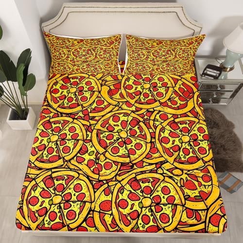 Pizza Bed Sheet Set Kids Chocolate Doughnut Fitted Sheet Decor