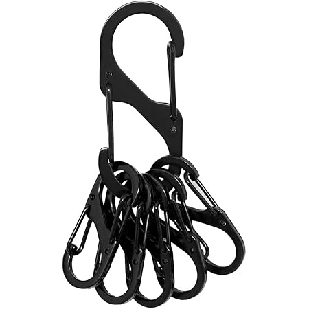 Amazon Co Jp キーホルダー キーリング キーホルダー 金具 Sタイプ キーホルダー 6本入 1本大きいの 5本小さいのブラックキーホルダー リング コイルキーホルダー キーチ カナビラ シューズ バッグ