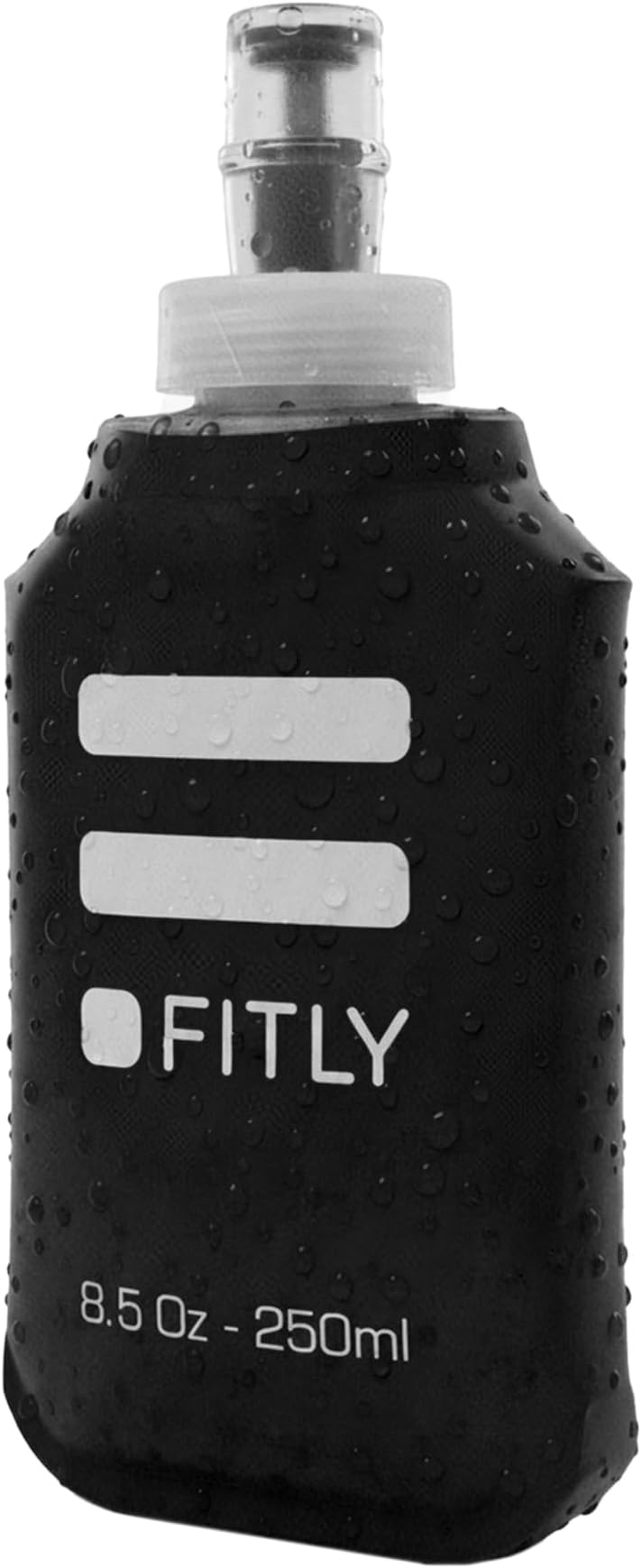 FITLY Soft Flask - 8.5 oz (250 ml) - Shrink As You Drink Pocket Soft Water Bottle for Hydration Pack/Running Vest- Folding Water Bottle for Running, Hiking, Cycling - Ski Water Bottles (FLASK250)