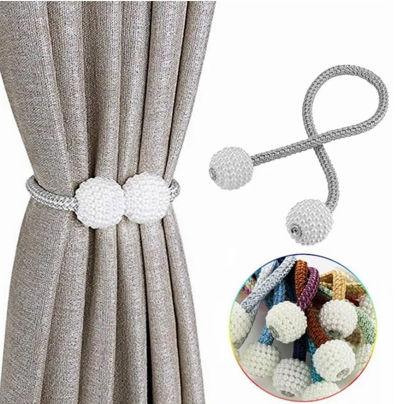 Magnetic Curtain Abrazaderas Magnéticas De 2 Piezas para Cortinas, Soporte Con Pompón, Clips Magnéticos para Colgar Bolas, Accesorios De Decoración Del Hogar Curtain holdbacks (Color : 2 Pcs Blue)