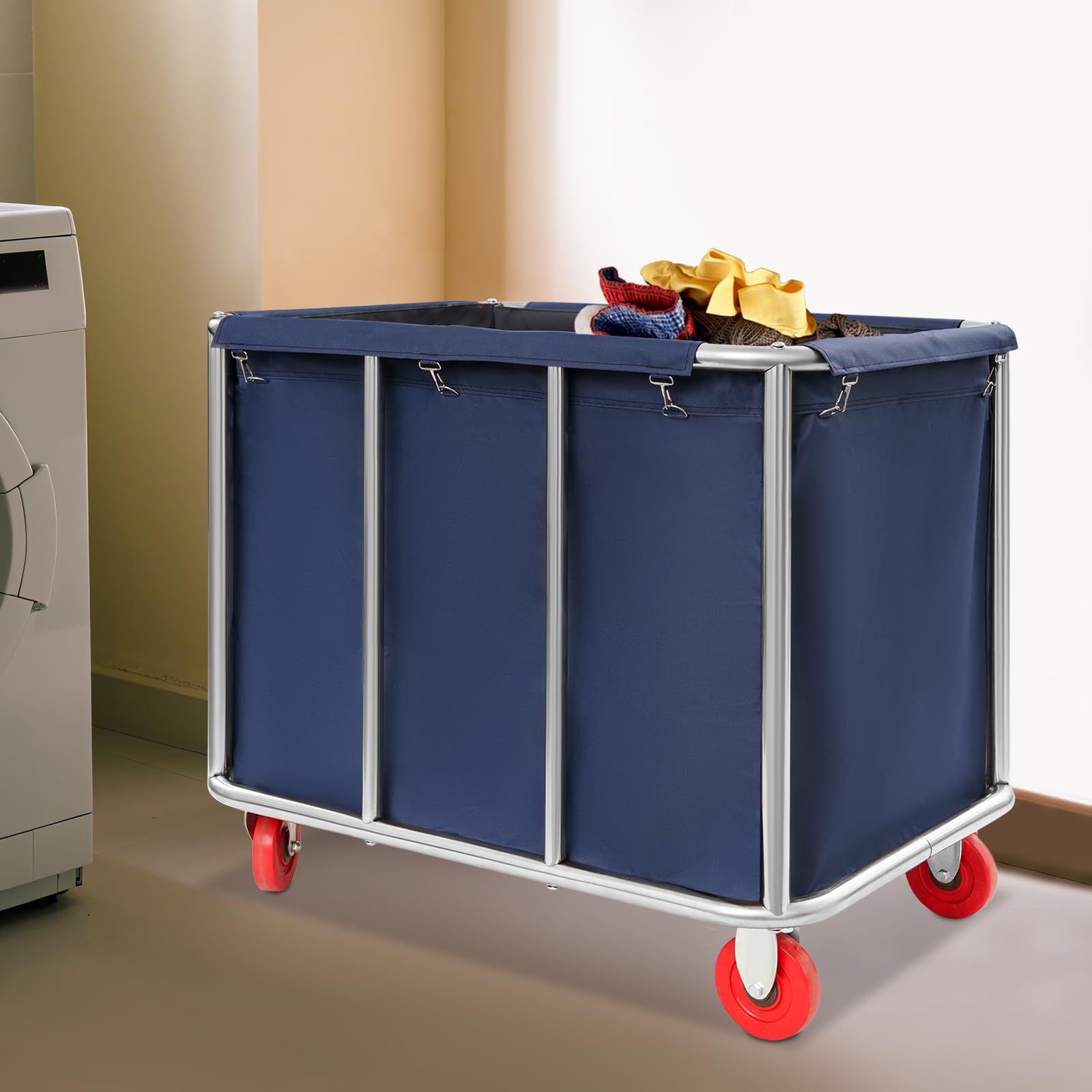Wäschewagen Bla Moder, 90x65x80 cm, 200 kg Tragkraft, für Hotels und Apartments Wäschekorb Mit Rollen Wäschesortierer Füßen Beinen Rollwagen Transportwagen Trolley Plattformwagen Wagen