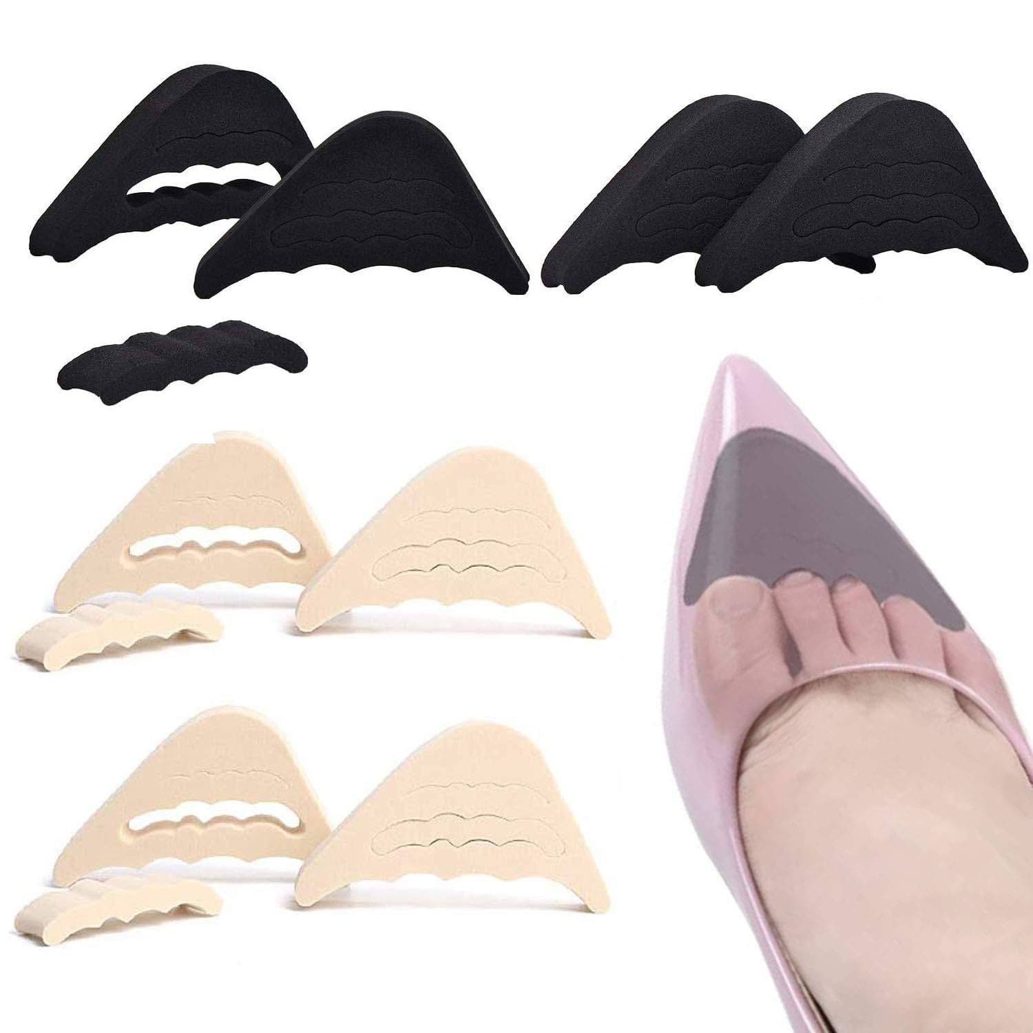 [4Pair] Shoe Fillers Heel Cushion Pads Toe Filler Inserts Forefoot Pads-Heel Grips Liner Inserts for Women Shoes That Are Too Big-Shoe Size Reducer for Loose Shoes Blisters Pain Relieve-image-7