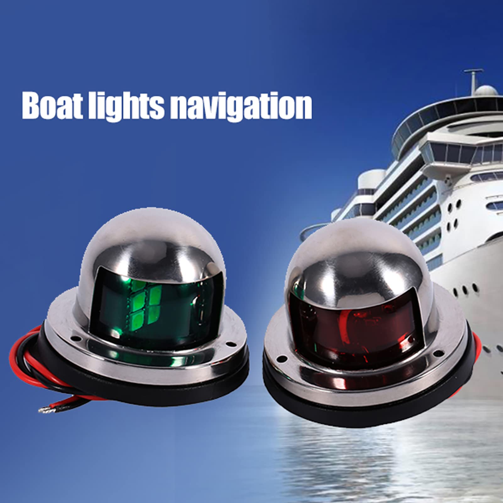 Vcanuplms Boat Underwater Light Dual-Color Blue & White - 3.5inch Marine LED Lights with 316 Stainless Steel, 12V DC Surface Mount Waterproof Light for Fishing Boat, Yacht, Dock Parties (2pcs)