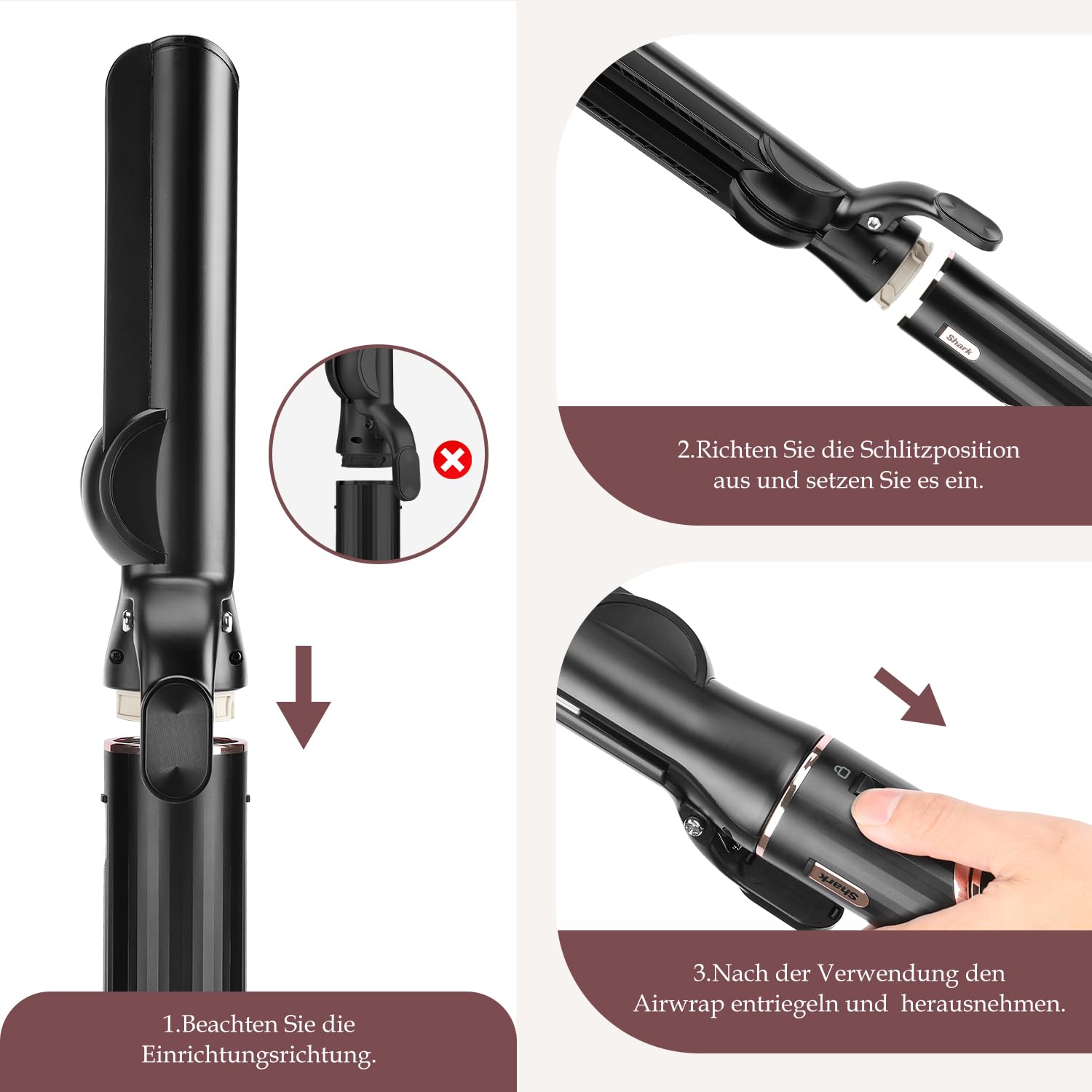 Haarglätter-Aufsatz für Shark FlexStyle Luftstyler, Airflow Technologie ohne Heizplatten, Gleichzeitiges Trocknen und Glätten mit Luftstrom, Reduziert Hitzeschäden, Schwarz