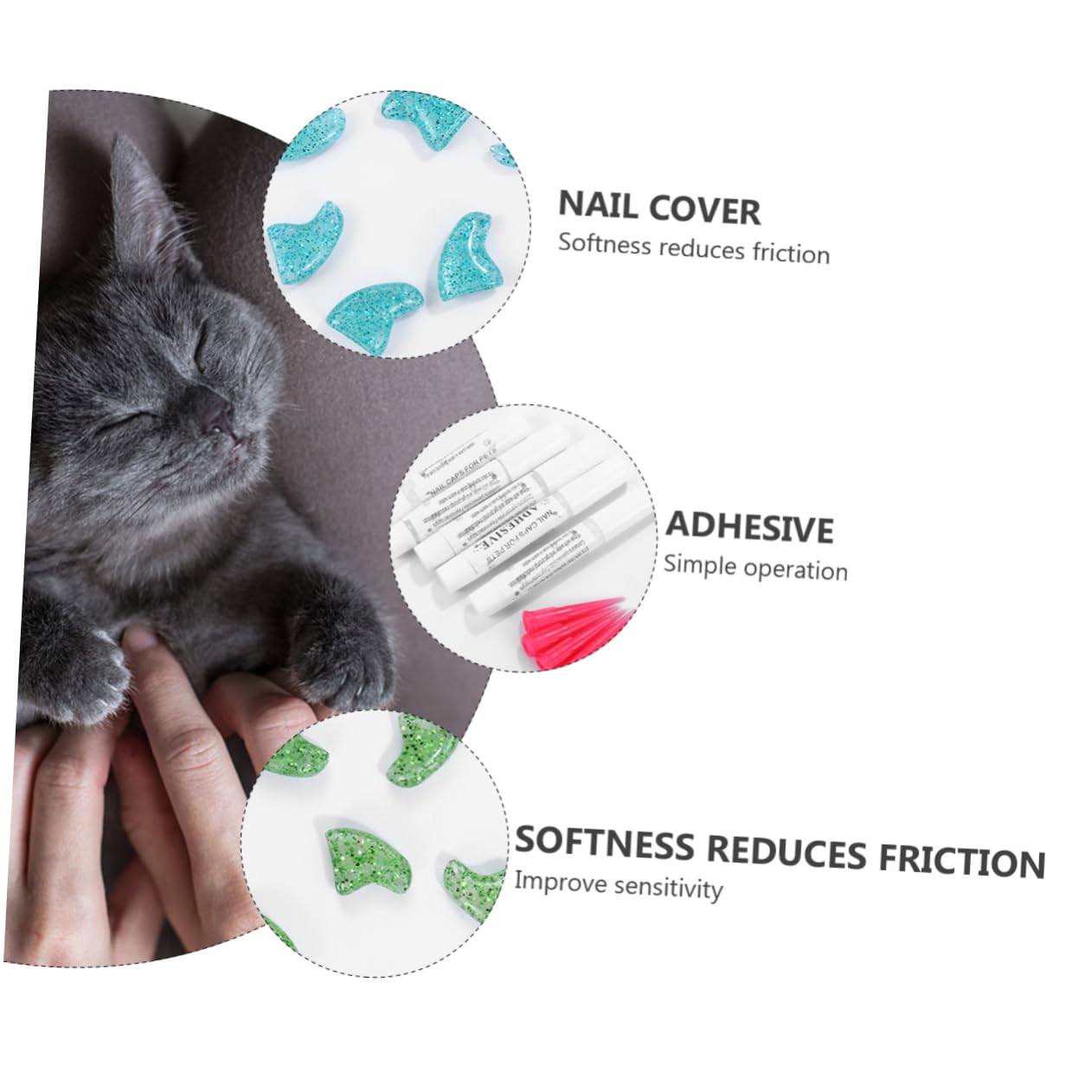 BESPORTBLE 300stücke Katzen Krallenabdeckung Für Kratzschutz Weiche Und Flexible Nägelkappen Für Haustiere Sicherer Krallen-Schutz Für Kätzchen Und Katzen