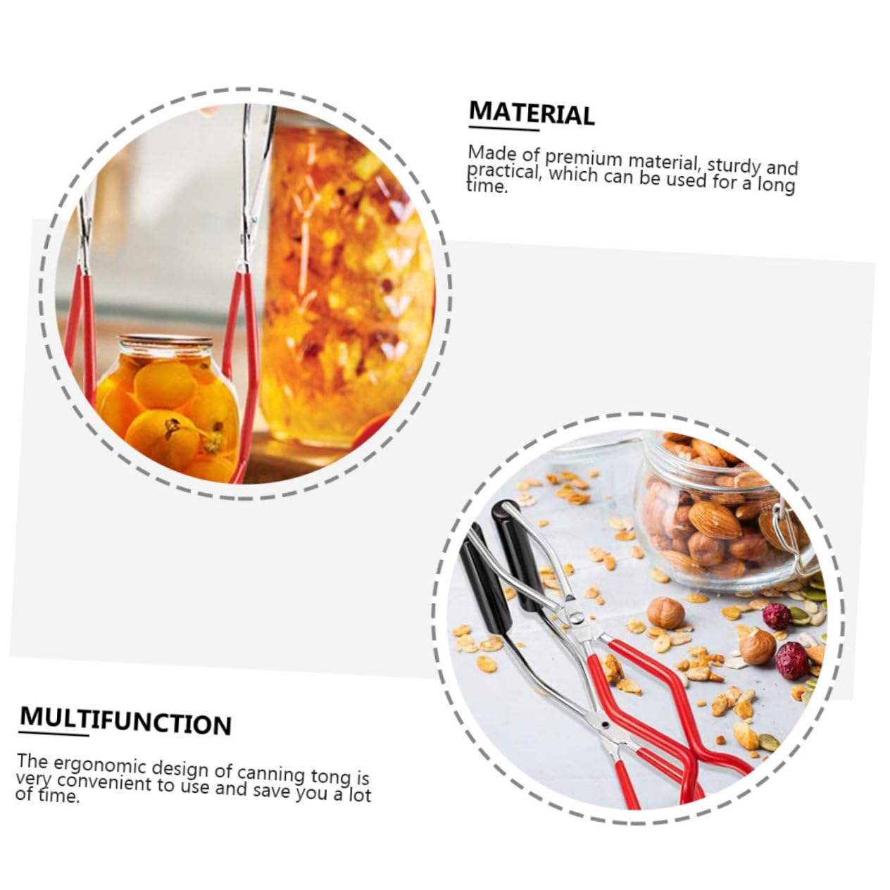 e Scaffale la Conservazione delle Conserve Design Portatile in Acciaio Inossidabile Rosso Accessori Cucina Set 2 Pezzi Pinza per Conserve Manico per Preparazione Marmellate