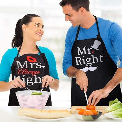 Miniatura 2 de ZOORON Mr and Mrs 2 Pieces Kitchen Aprons Set Gifts, Anniversary Couple Gifts, Wedding Gifts for Couple,Aprons for Couples