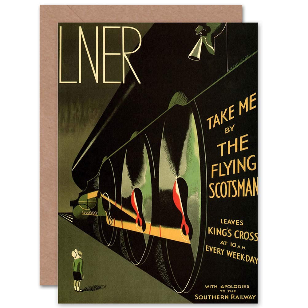 Wee Blue Coo Blue Wee Coo Travel Lner Railway Flying Scotsman Uk Locomotive Greetings Card