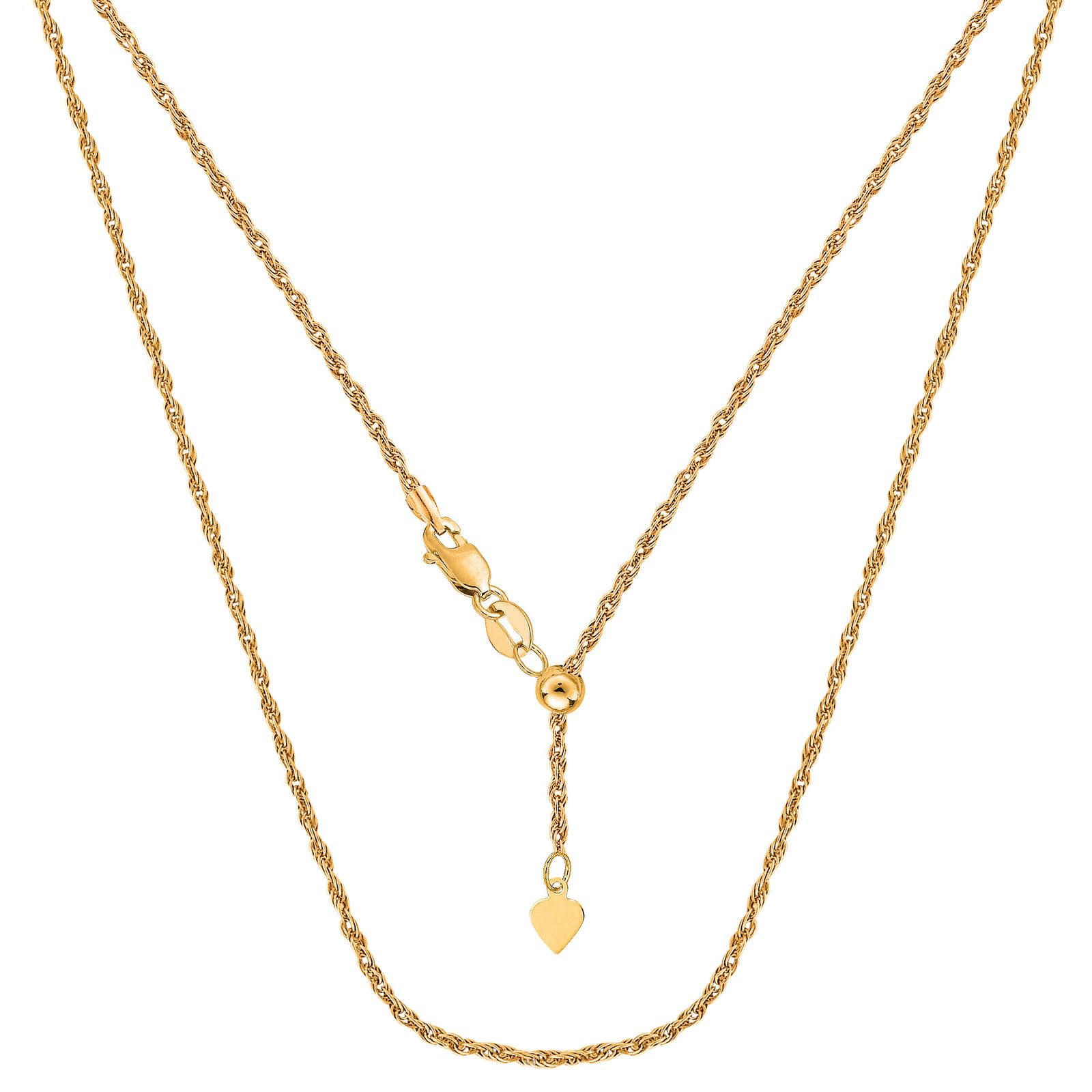 Argento sterling placcato tono giallo 55,9 cm scorrevole regolabile corda catena collana, 1.5 mm