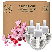 Air Wick Ricarica per Diffusore Elettrico di Oli Essenziali, 3 Ricariche, Fragranza Fiori di Ciliegio e Lamponi, 3x19ml