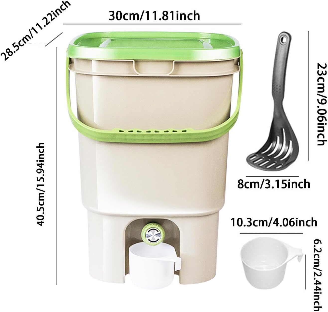 21L Kitchen Compost Bin with Lid for Efficient Waste Management in Yard, Light Green