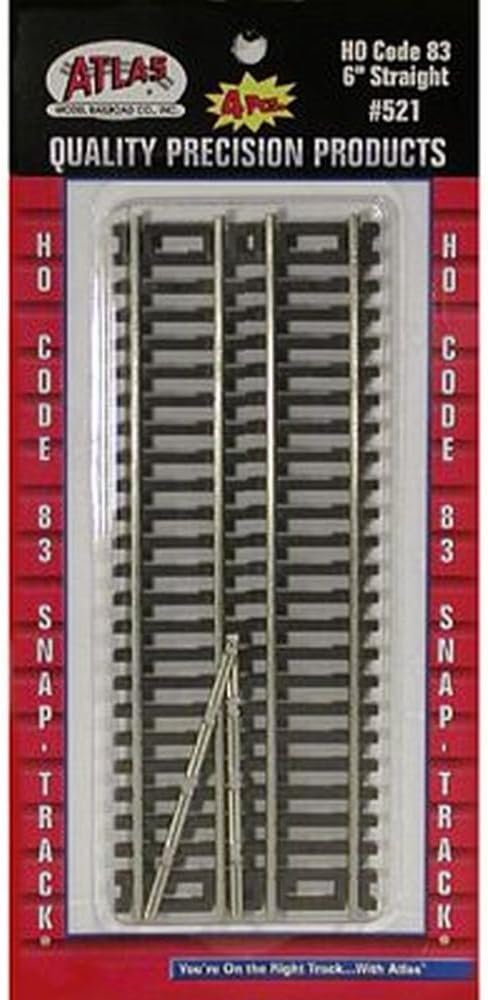 Atlas HO Scale 15cm Straight (4) Track Piece