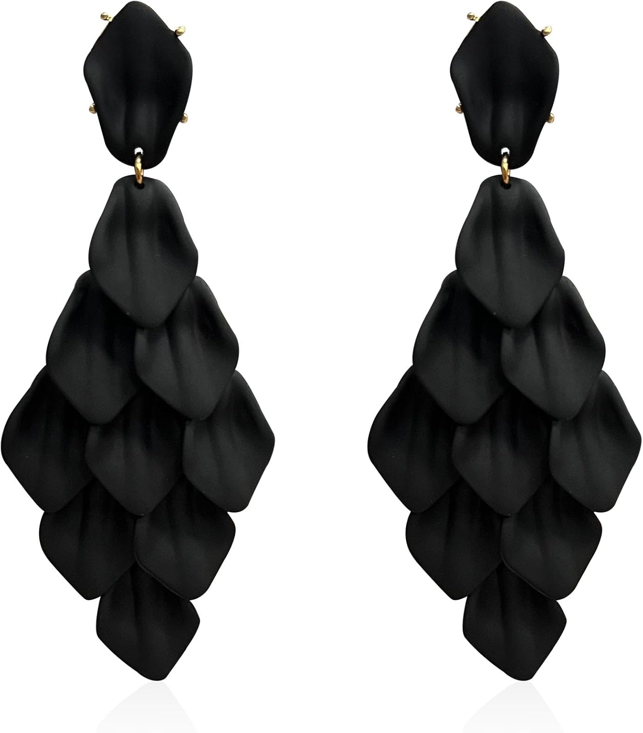 Acrylic Rose Petal Tassel Drop Dangle Earrings Bohemian Long Layer Flower Statement Earrings for Women Gifts