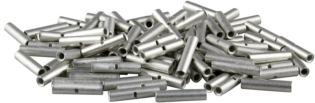 HOODDEAL 100pcs 22-16 AWG Gauge Non-Insulated Butt Connectors Uninsulated Wire Ferrule Cable Crimp Terminal for DIY