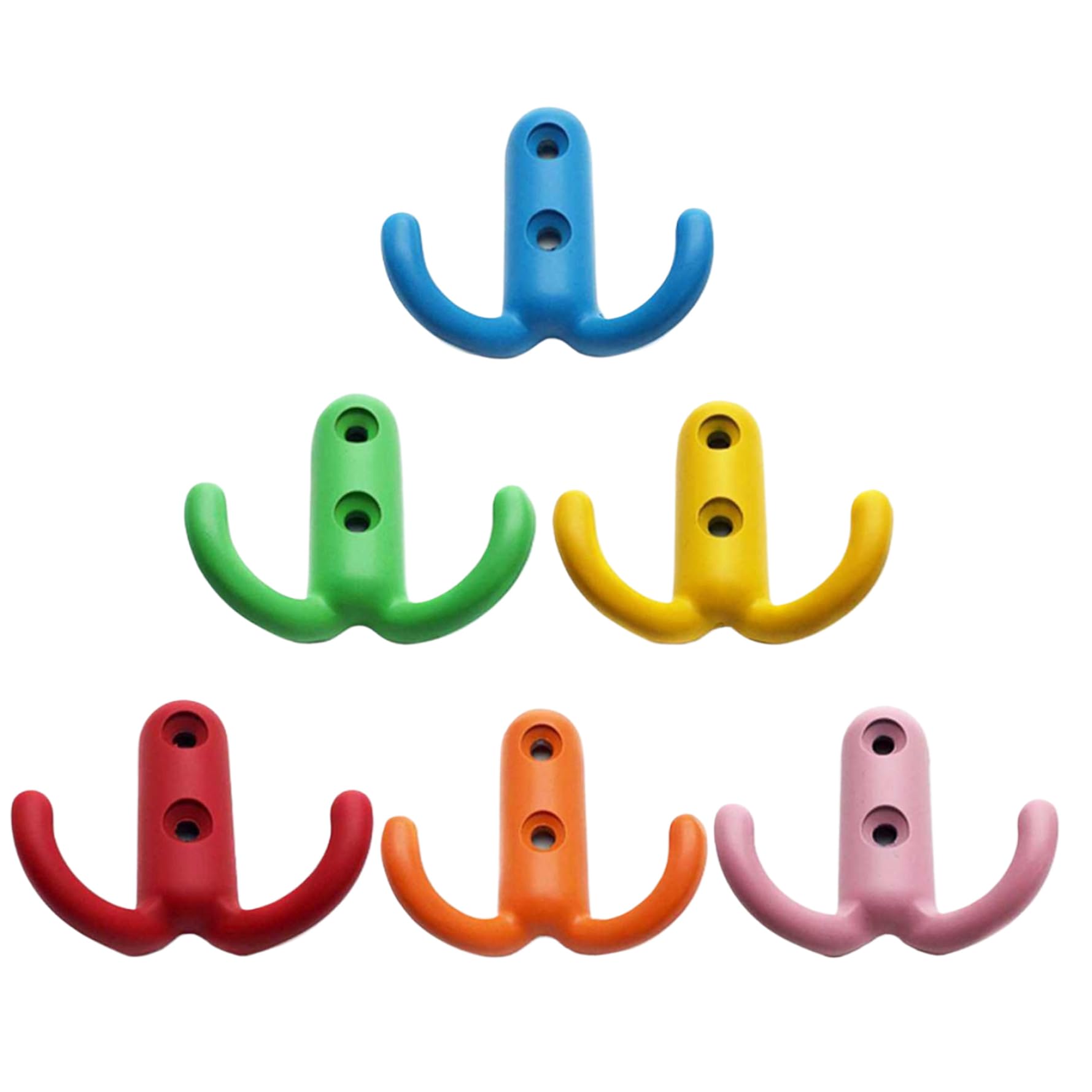 Faroby Kids Wall Hooks 6Pcs Decorative Metal Double Coat Hooks for Towel Backpack Nursery