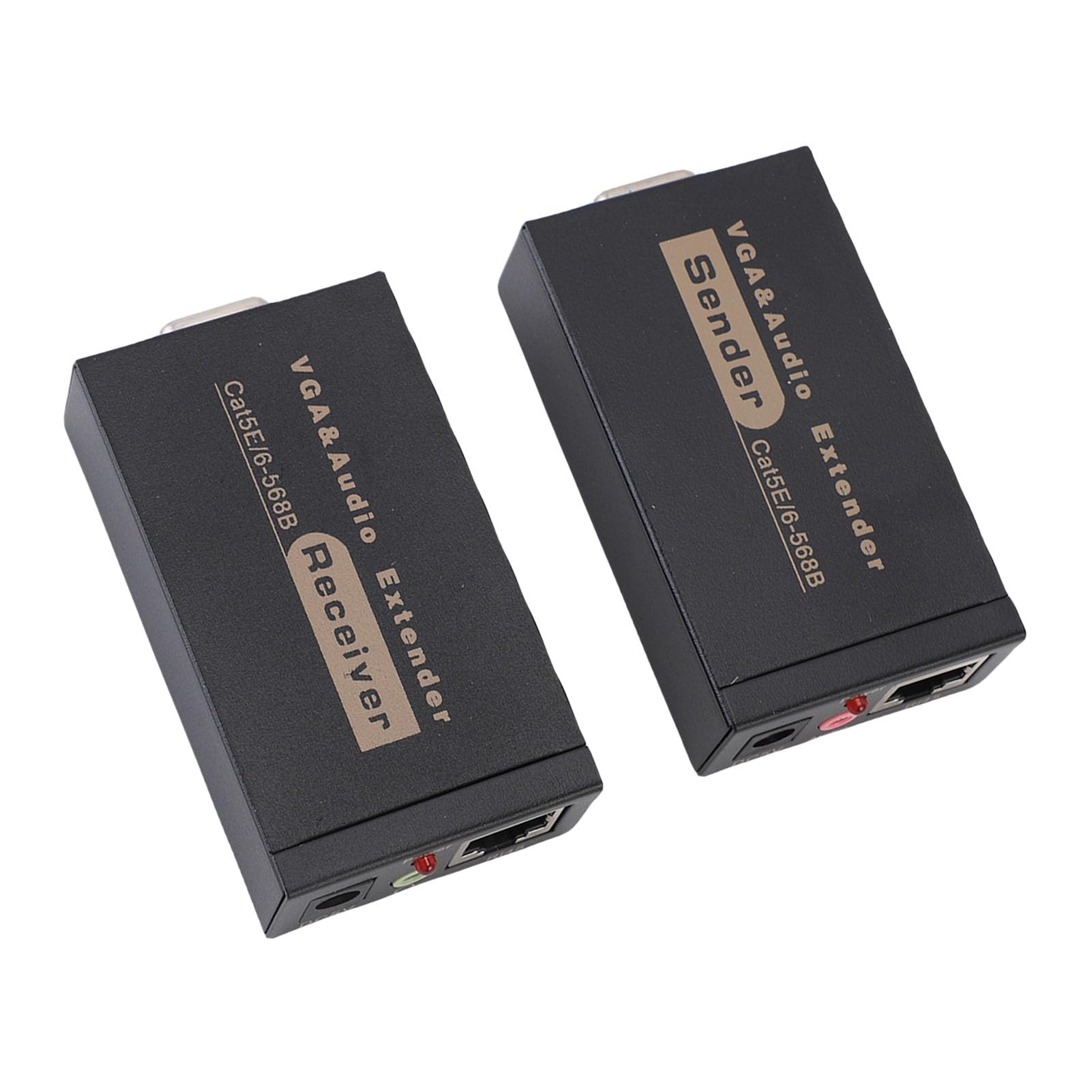 Annadue VGA su Ethernet Extender, 328ft/100m da VGA a HDB15-F, RJ45, Sound DC3.5, Trasmettitore VGA e Ricevitore (1 Mittente +1 Ricevitore) (Spina europea)