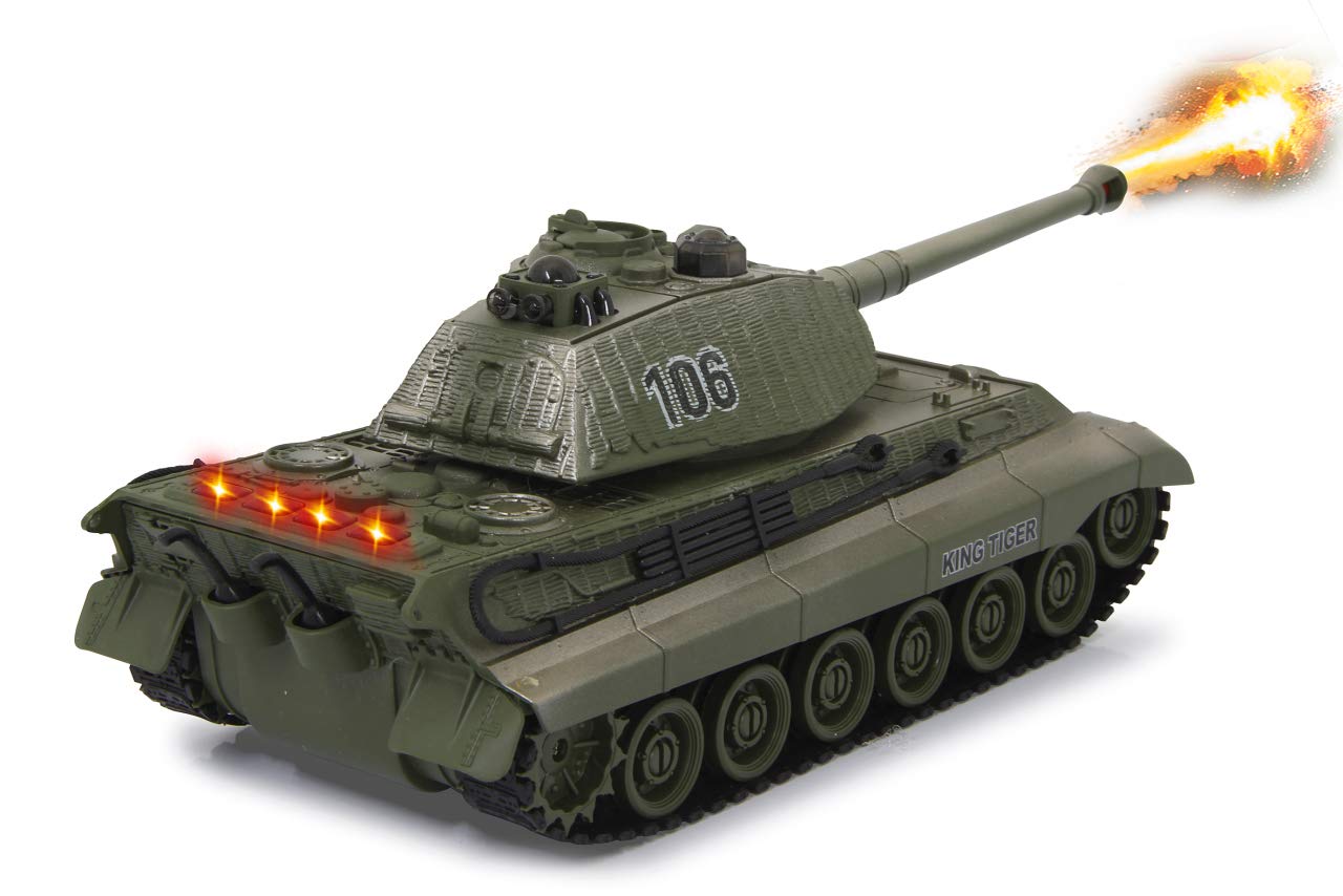 JAMARA Char Tiger Battle Set 2,4 GHz – Mode Bataille avec indicateur de dégâts simulé (Panne d'entraînement, incapacité de Combat et de Conduite), extrêmement maniable, feu de Canon, feu de
