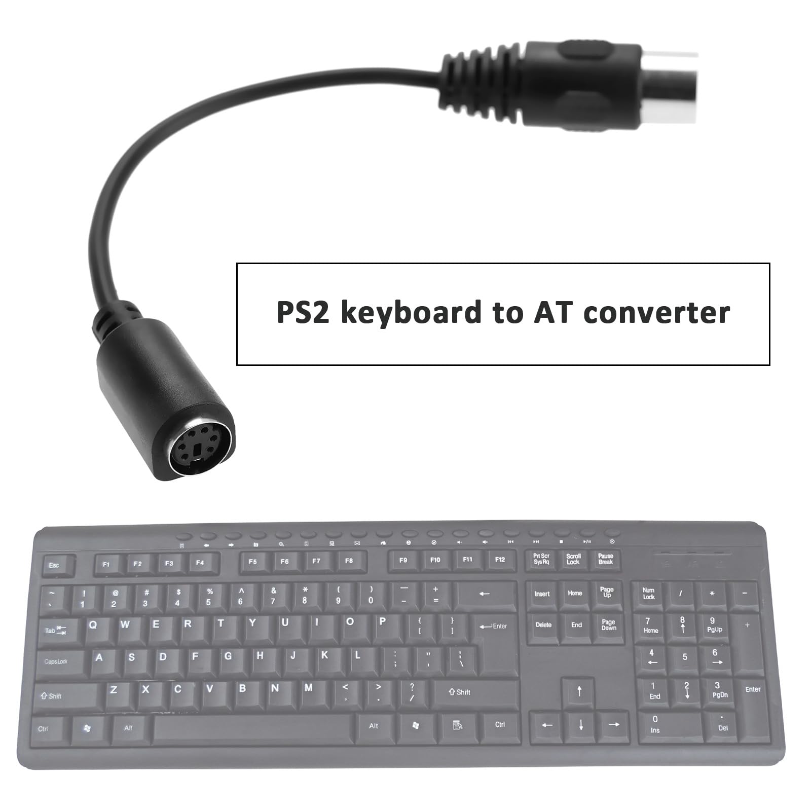 2Pcs Noir Clavier PS2 vers Convertisseur at 5 Broches DIN Mâle vers 6 Broches Mini DIN Femelle PS2 Adaptateur Clavier pour Ordinateur PC Clavier Souris Convertisseur