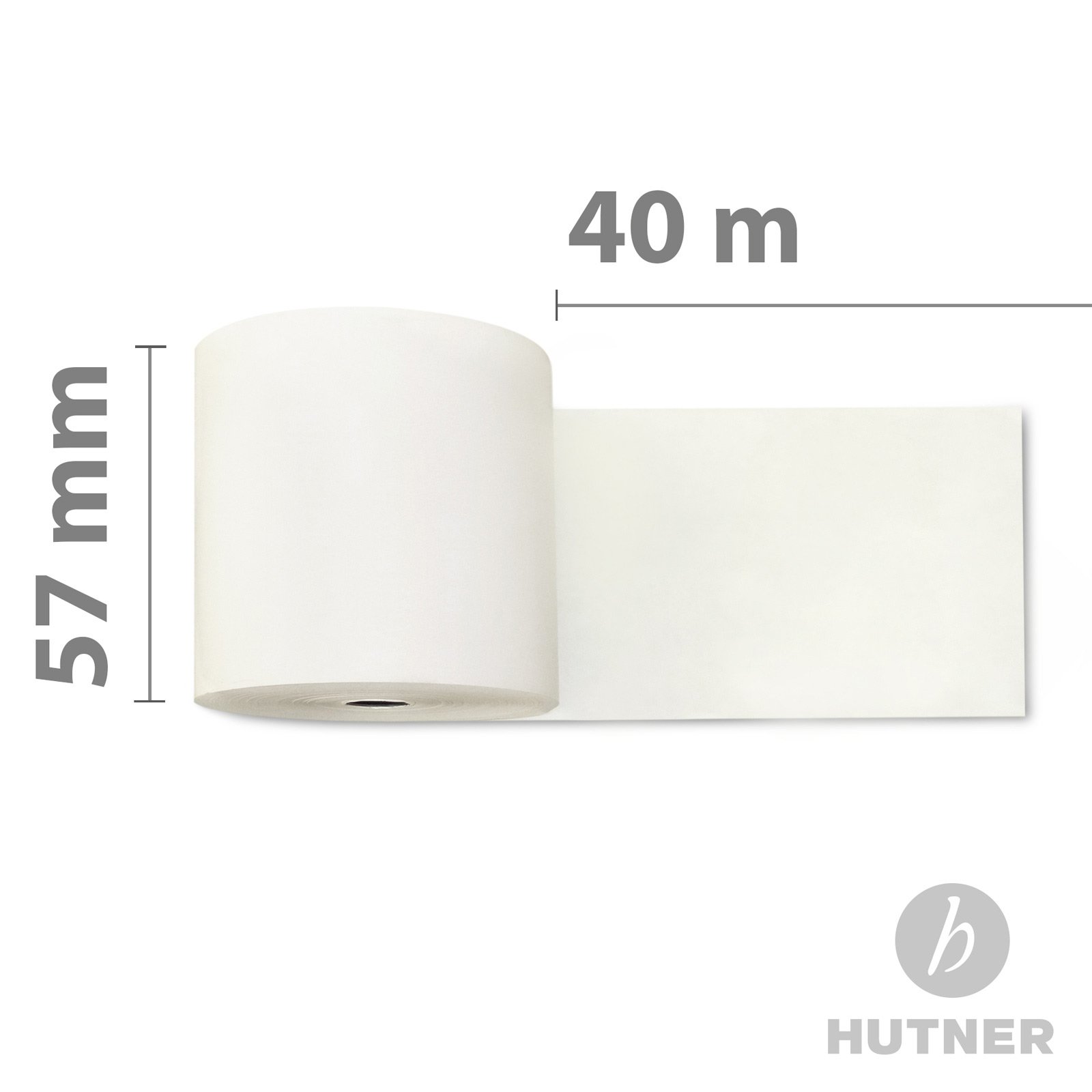 100 Stk. Thermorollen | 57x40x12 mm Ø54mm | Länge: 40 m | BPA frei | für EC Cash Geräte Rollen | Thermopapier made in Germany | HUTNER