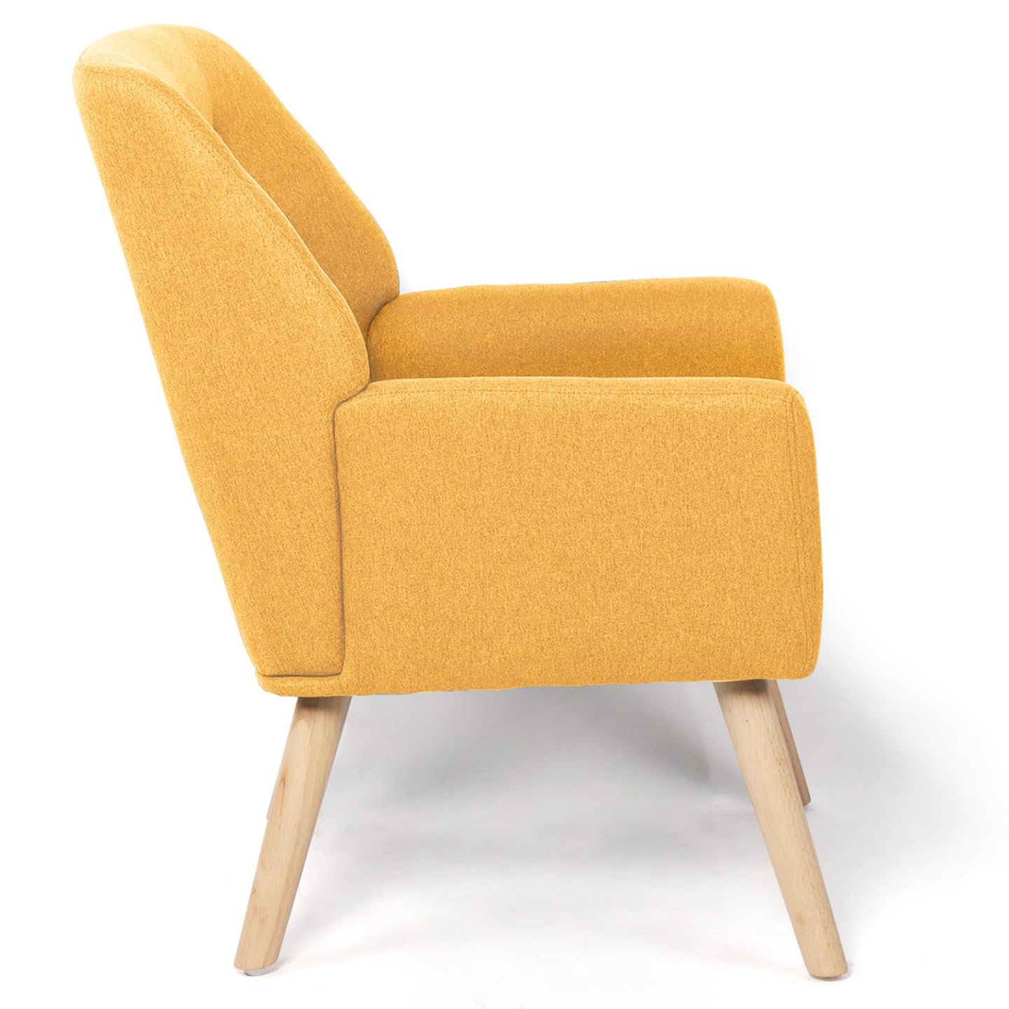 IDMarket - Poltrona scandinava in tessuto giallo senape NAT