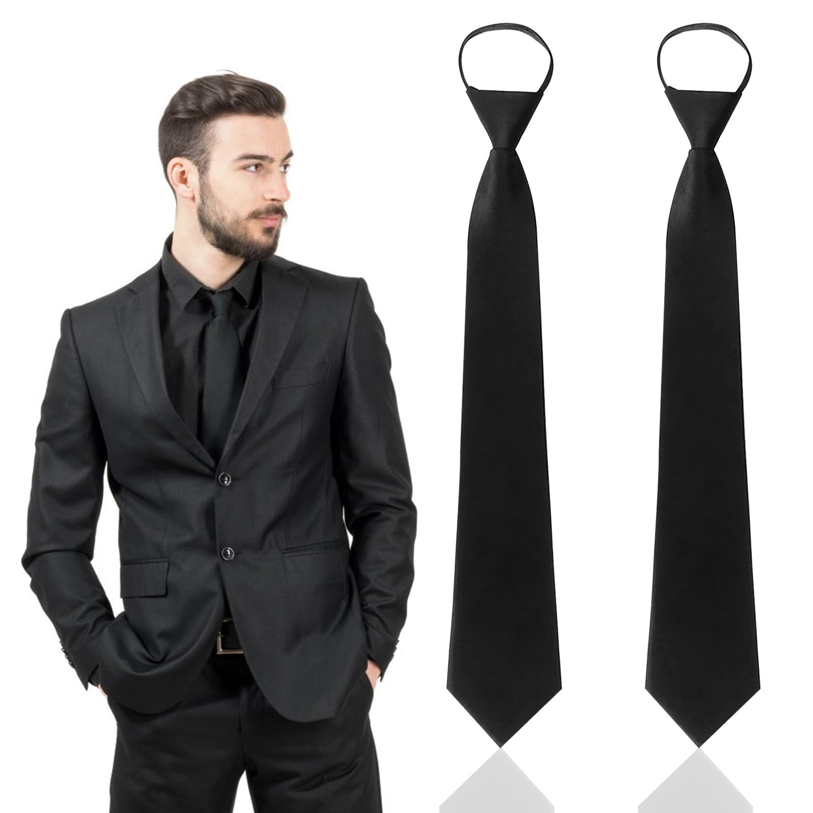 Cravatta Di Sicurezza Regolabile Nera - Preannodata, Unisex Per Ufficio E Eventi - Foto 4