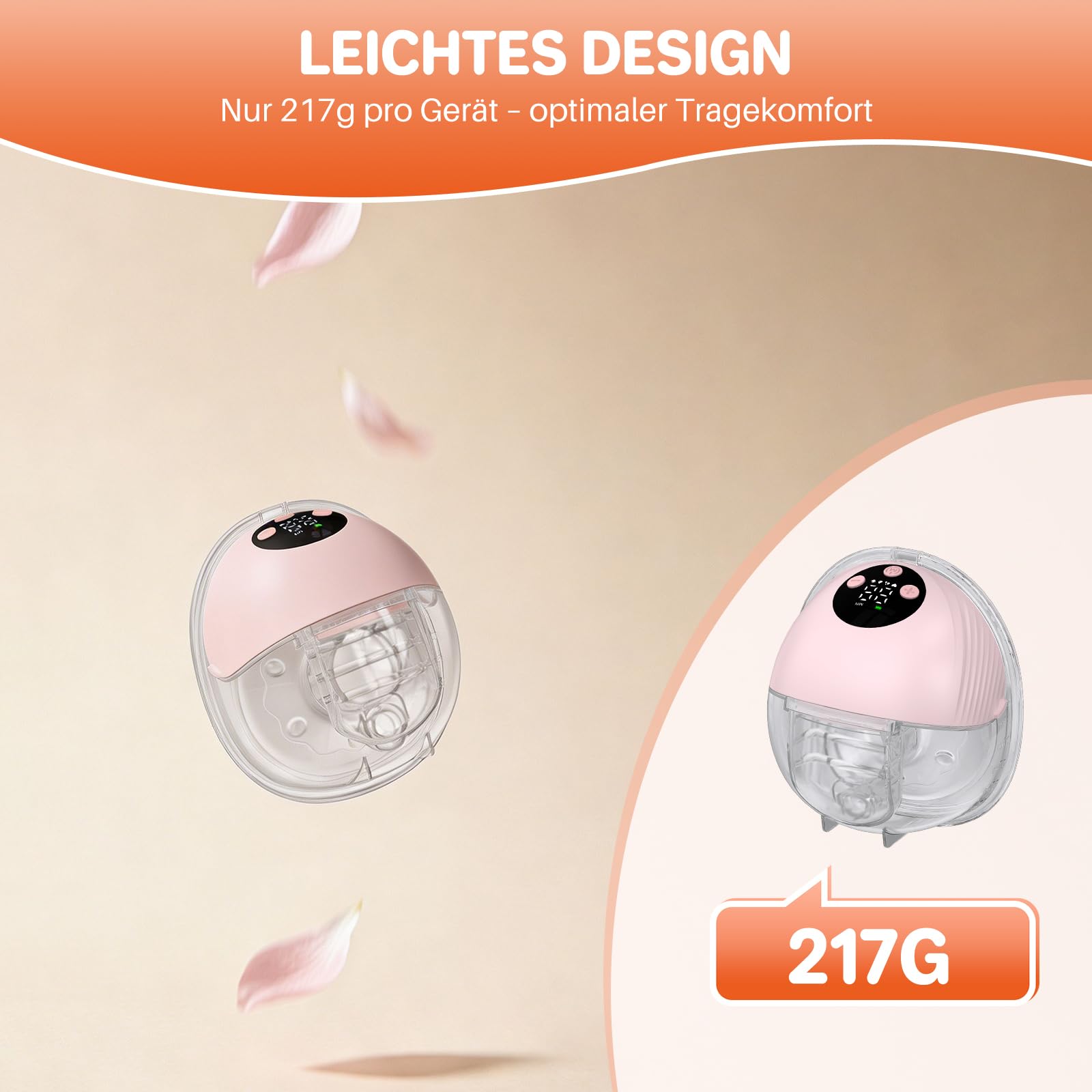 FUNYKICH Milchpumpe Elektrisch freihändig tragbar Leiser BPA-frei (2PCS) | 4 Modi, 12 Stufen mit 21/24/27mm Flanschen, Auslaufsicheres Design, 217g leicht, LED, 1000mAh Akku, Memory-Funktion