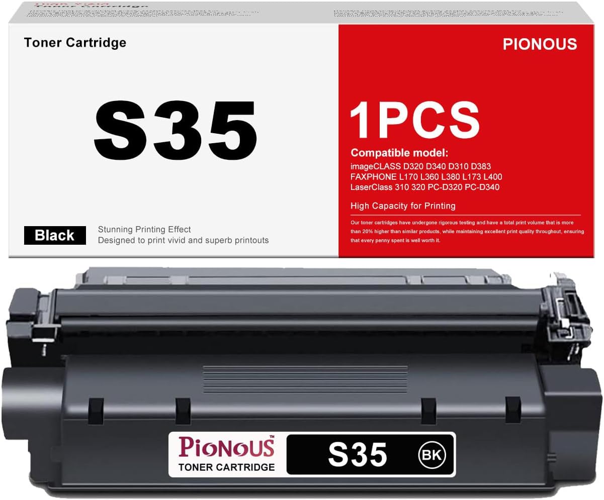 1-Pack S35 Black Toner Cartridge Replacement for Canon S35 Toner, Compatible with imageCLASS D310/D320/D340/D383 & FAXPHONE L170/L360/L380 Printers
