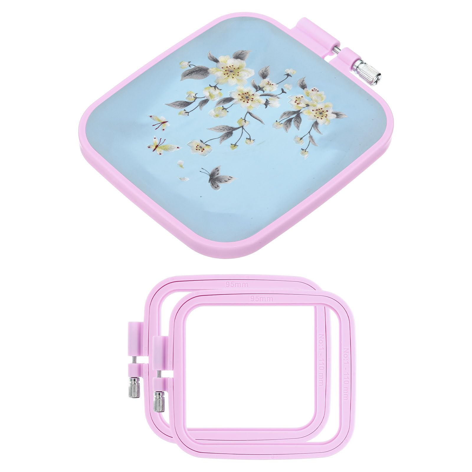PATIKIL 2 Pieces Square Embroidery Hoops Square Cross Stitch Hoops Frames ABS Plastic Embroidery Hoops for DIY Sewing Tools for Art Craft Light Purple
