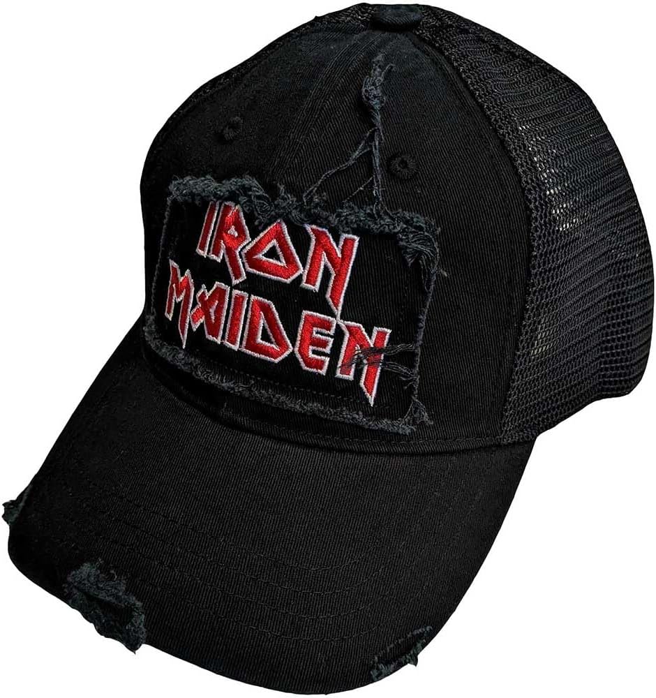 Men's Iron Maiden Scuffed Logo Trucker Cap Black