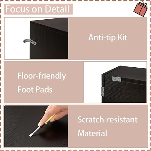 Miniatura 9 de DINZI LVJ Organizador de almacenamiento de juguetes, estantería para niños, armario de almacenamiento de juguetes de madera, estantería para niños