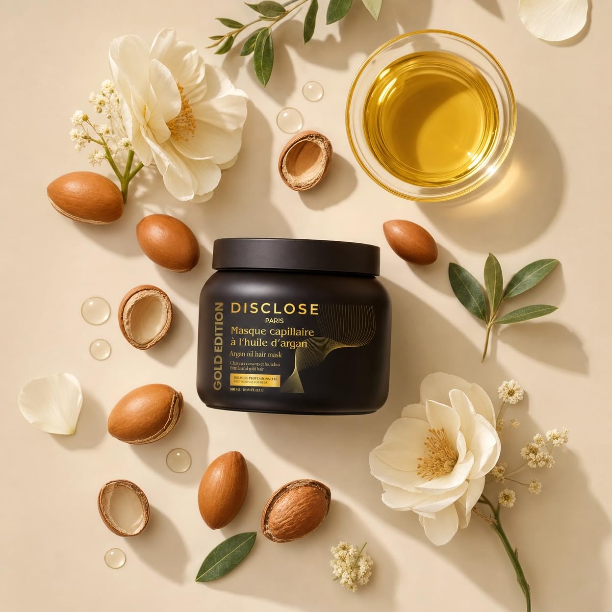 SHAMPOING 500 ML + MASK 500 ml + Krem HYDRACYJNY 400 ML OLEJU ARGAN - BEZ SELS NI PARABENS - PROFESJONALNA FORMULA