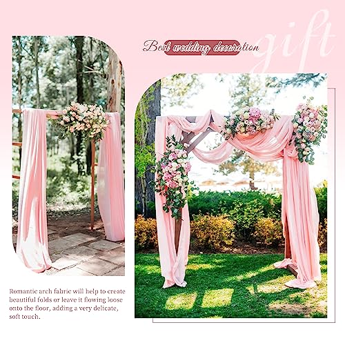 Wedding Arch Draping Fabric,2 Panels 28" x20ft Pink Wedding Arch Drapes for Ceremony Chiffon Fabric Drapes Arbor Drapery Wedding Arch Decorations for Reception Sheer Backdrop Curtains for Party Swag - Thumbnail 6