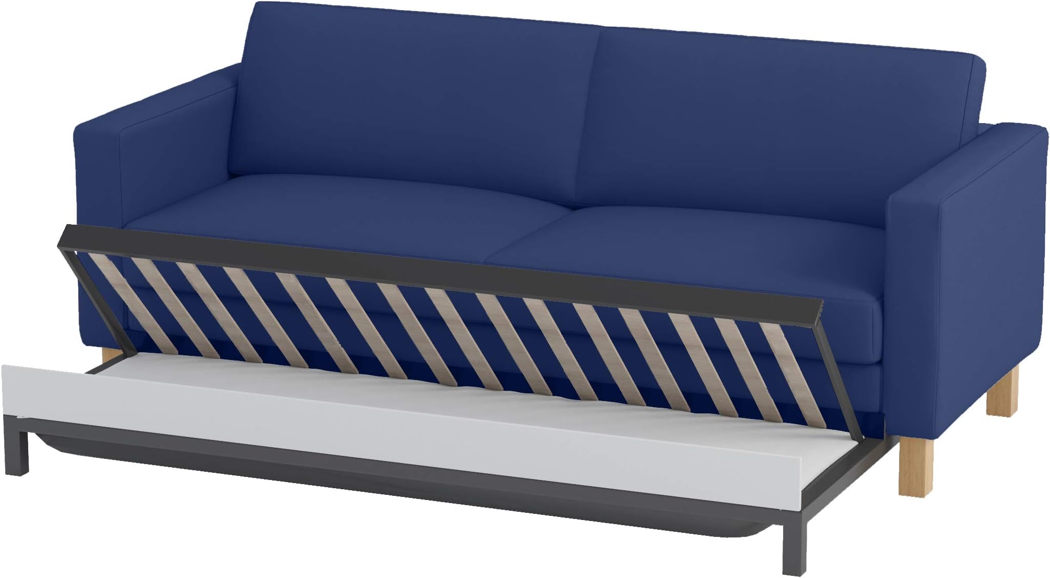 Blue Heavy Cotton Sofa Cover Only, Made Compatible for IKEA Karlstad 3 Seater Sofa Bed Slipcover Replacement
