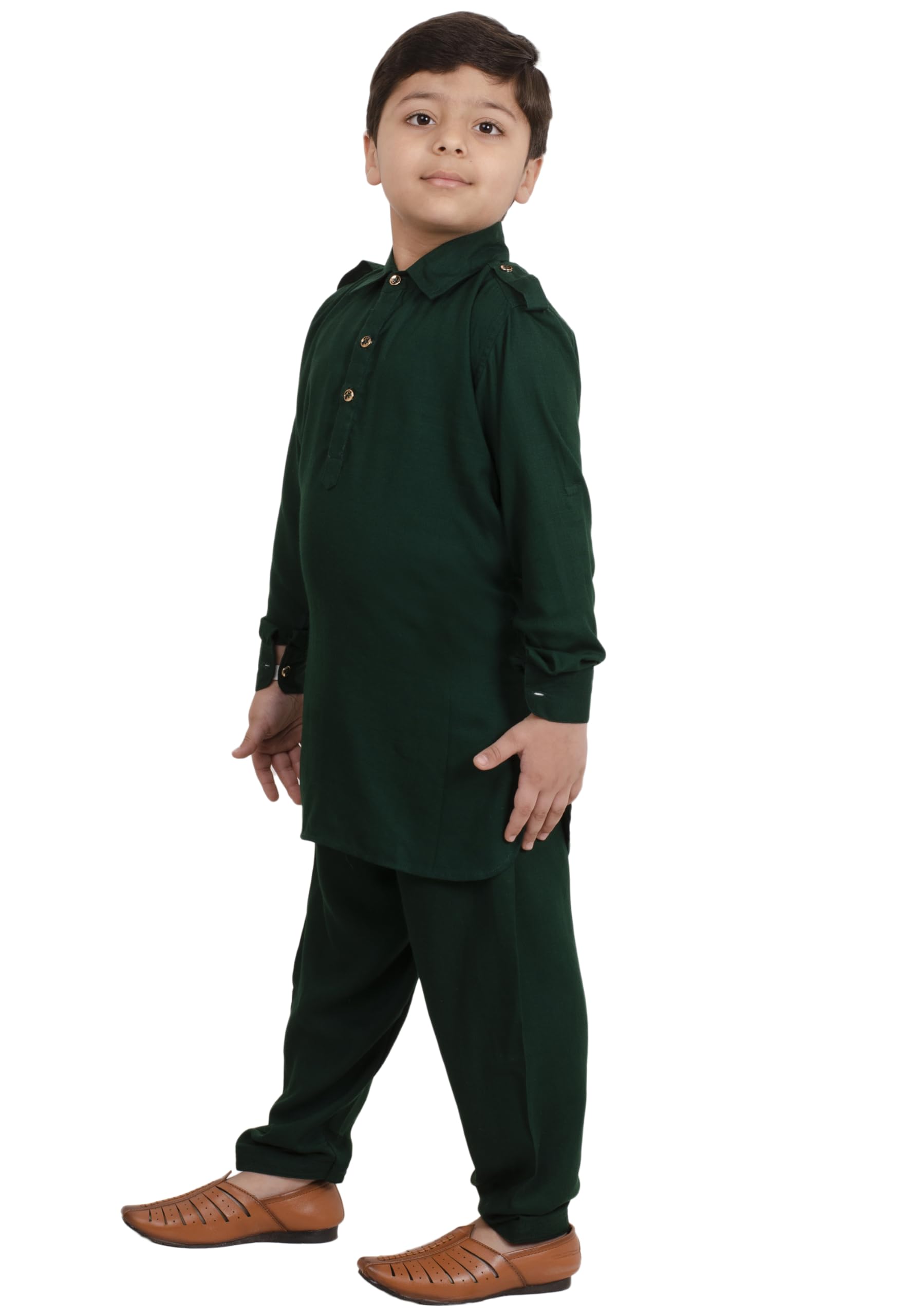 Muffin Shuffin Boys Green Pathani Rayon Kurta Pyjama Set | Traditional Kurta Set | Ethinic Pathani kurta pyjama for Boys 1