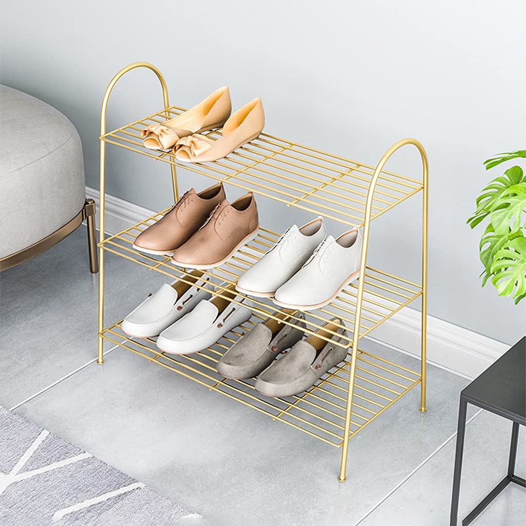 Schuhregal für Eingangsbereich, stapelbar, 6–11 Paar, Schuhregal, rutschfest, freistehend, Metall, Schlafzimmer, Schuhregal, Zapatero für den Eingang (Farbe: Weiß, Größe: 63 cm)