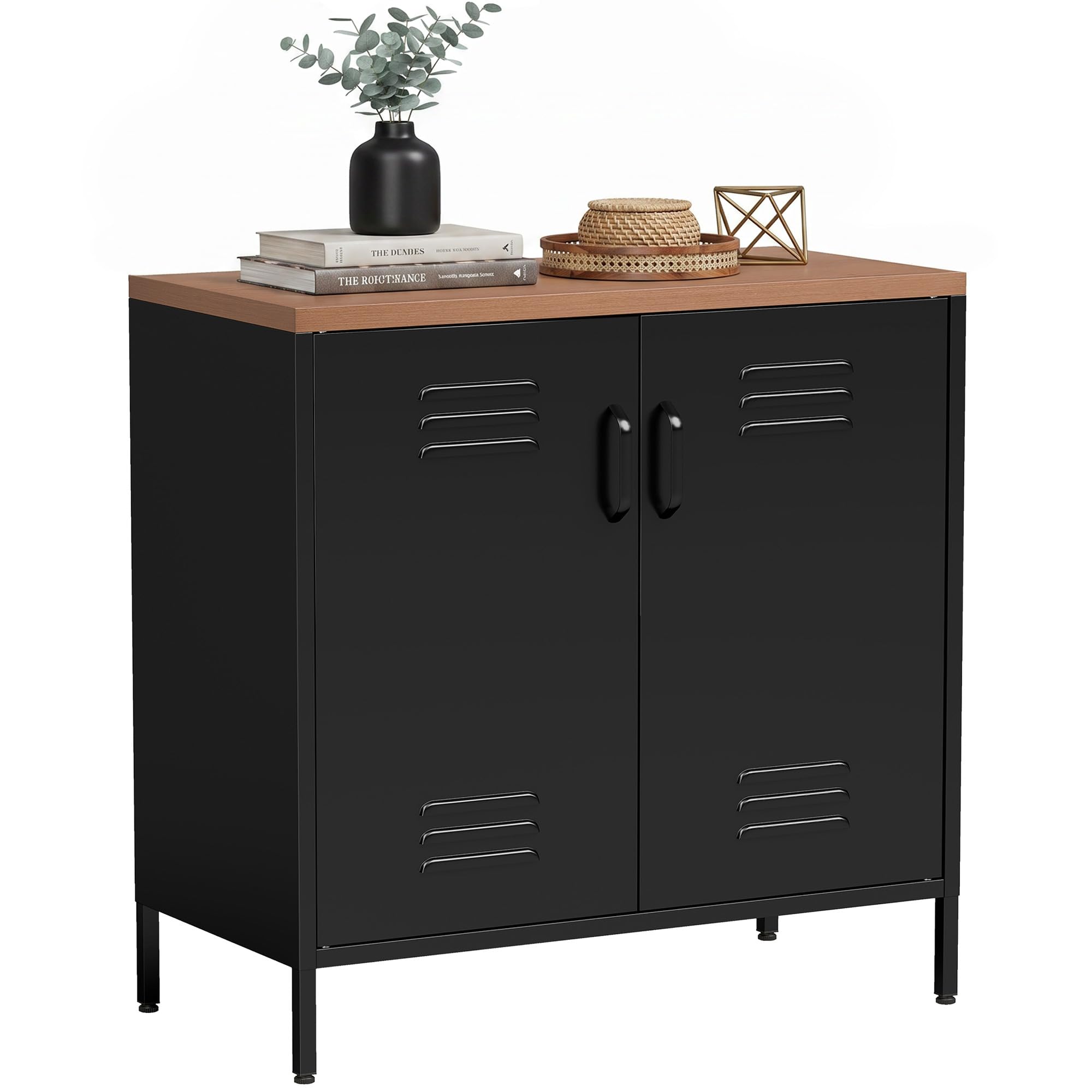 HOMCOM Buffet Salon Métallique Industriel avec 2 Portes 80x40x80 cm Noir