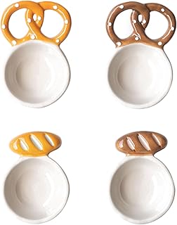 Hand-Painted Bread Shaped Ceramic Dipping Sauce Dish, 20ml Mini Condiment Bowl, Cute Bread Design for Sauces, Nuts, Spices