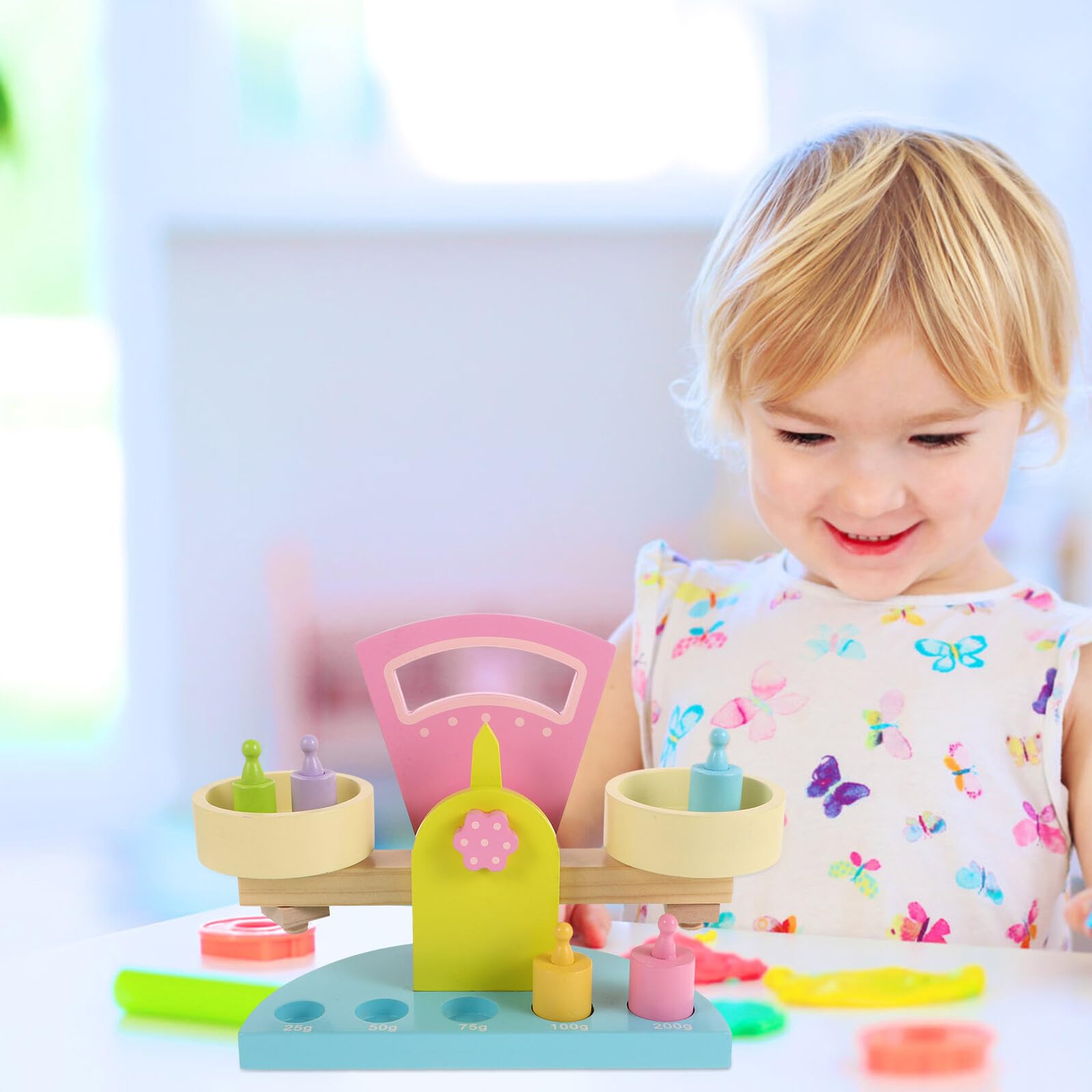 Báscula de Madera Bloques Móviles, Juguete Didáctico de Conteo y Equilibrio, Kit Educativo Montessori para Aprendizaje Matemático y Desarrollo Cognitivo Infantil