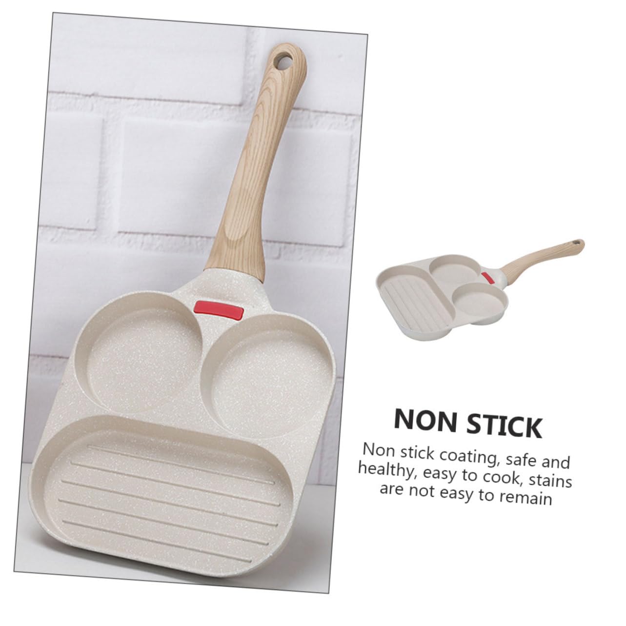 LIFKOME Padella Antiaderente in Pancake e Multifunzione Alluminio per Lega Beige Sicura Forma Ovale e Rotonda Cucina Domestica e Ristorante