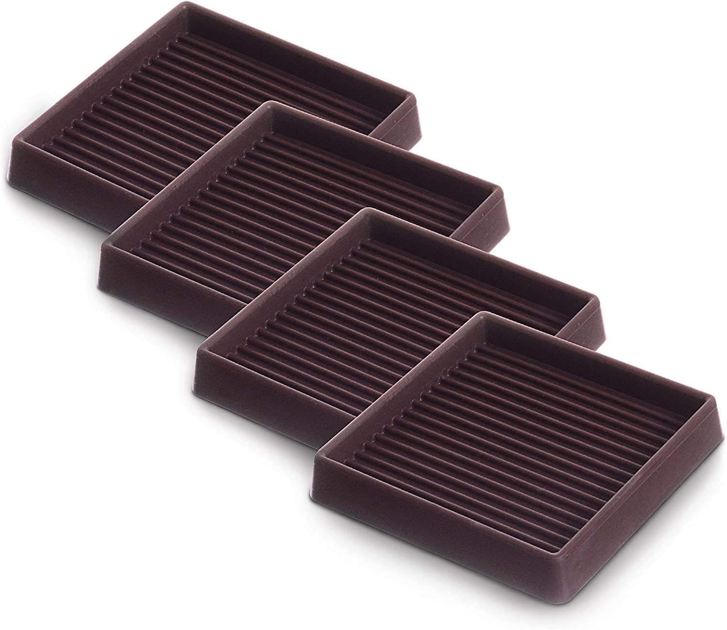 Furniture Caster Cups 4 Pcs 3X3 Inch Square Rubber Furniture Coasters Cups with AntiSliding