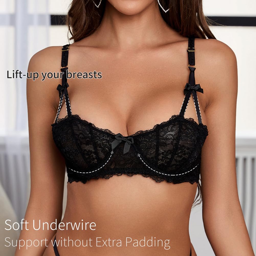 Mujer Lumiere Cordón Sin Forro Balconette Demi-Cup Ropa Interior Escarpado Sostén