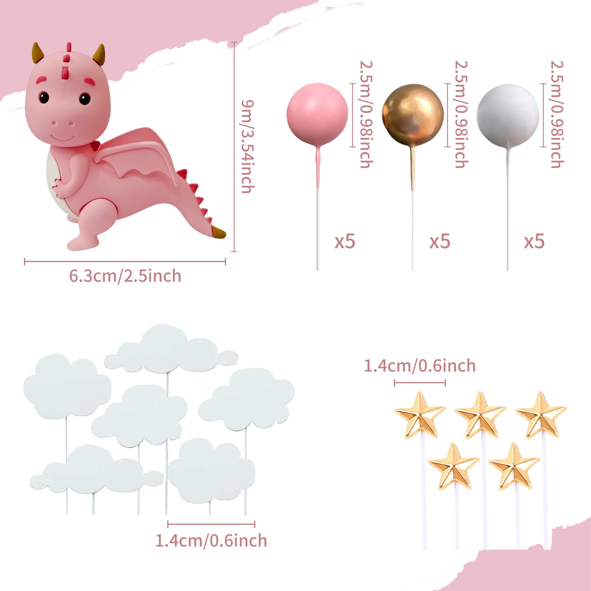 JeVenis Dragon Cupcake Toppers Magical Dragon Cake Decorations Fantasy Party Supplies for Baby Shower Birthday Party Supplies - Image 2