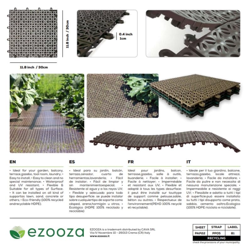 MultiFlex Piastrelle Drenanti 30x30 cm Set 22 Pezzi per Esterni 2 m² Verde