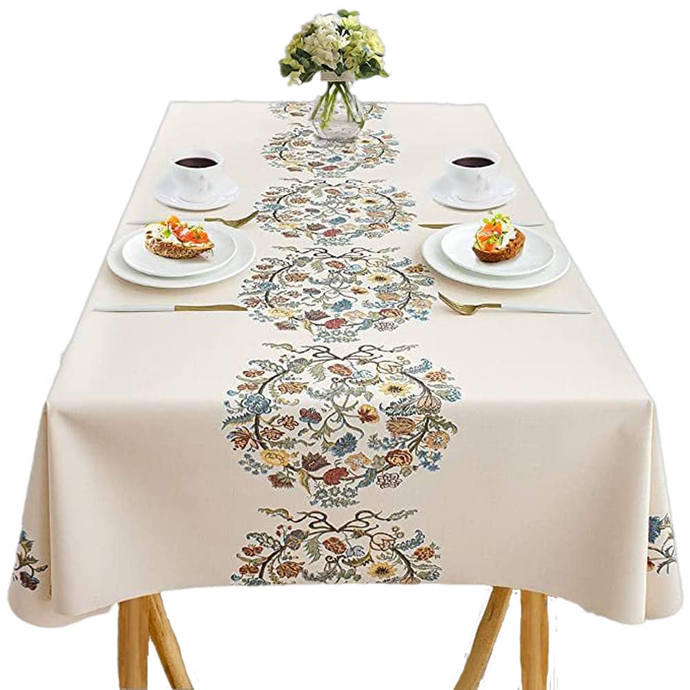 Saien-E Waterproof Vinyl Tablecloth, Heavy Duty Oil Proof Spill Proof Plastic Table Cloth, Wipe Clean PVC Table Cover for Dining, Kitchen Indoor and Outdoor (54 * 54"/140 * 140cm, GFCX)