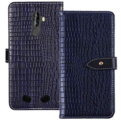 YLYT Flip Hülle Etui Blau Leder Tasche Schutz Hülle Für Blackview BV9000 Pro 5.7 inch Handy Horizontale Standfunktion Magnetverschluss Strapazierfähiger Cover