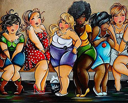 WLWIN DIY 5D Diamant Malerei Kits Cartoon Dicke Frau DIY 5D Diamant Painting, Full Bohrer DIY Strass Stickerei Kreuzstich Arts Craft Für Home Wand-Decor 40 * 60cm