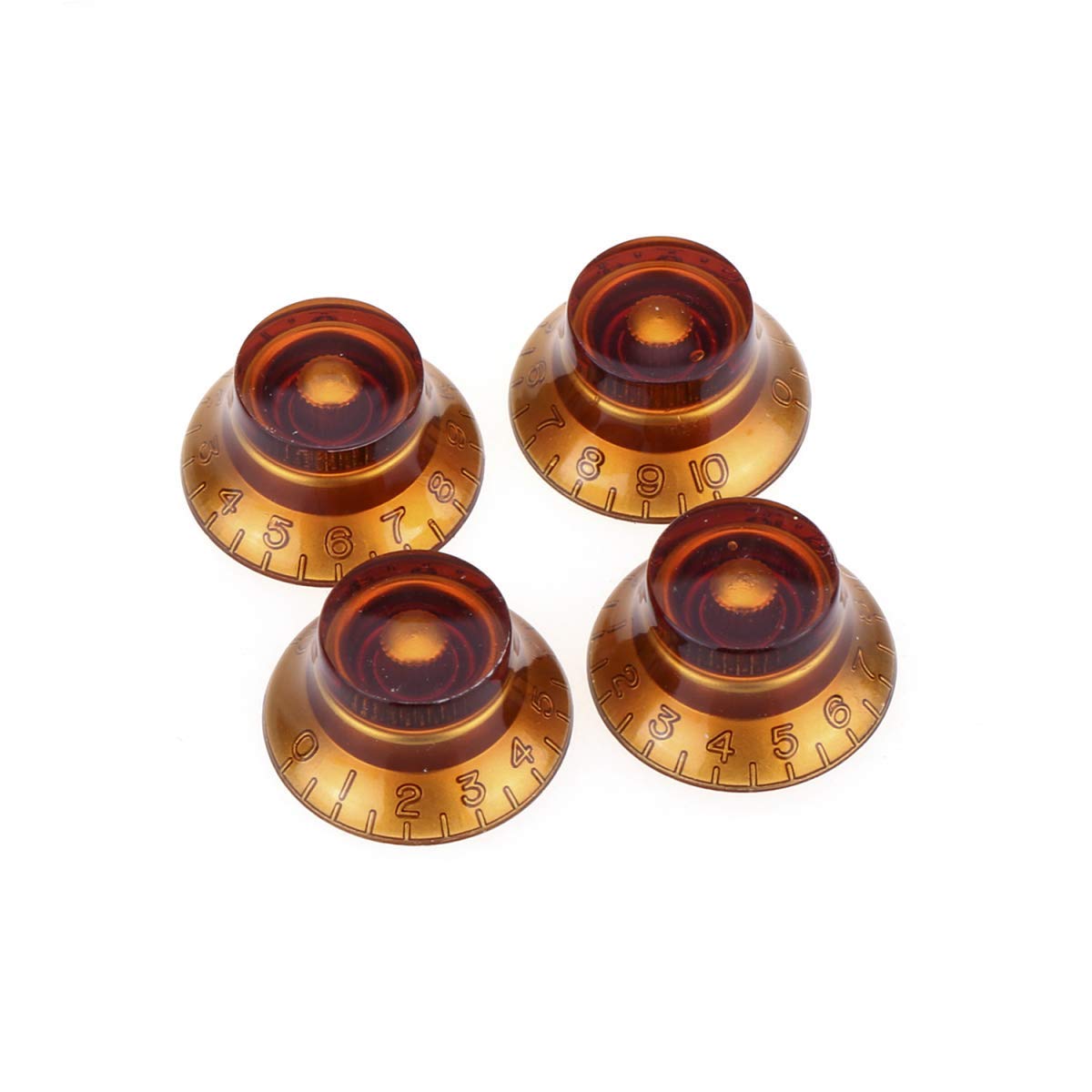 Imperial Inch Size Top Hat Bell Knobs for USA Made Gibson Les Paul SG Electric Guitar, Amber (Set of 4) (Amber)